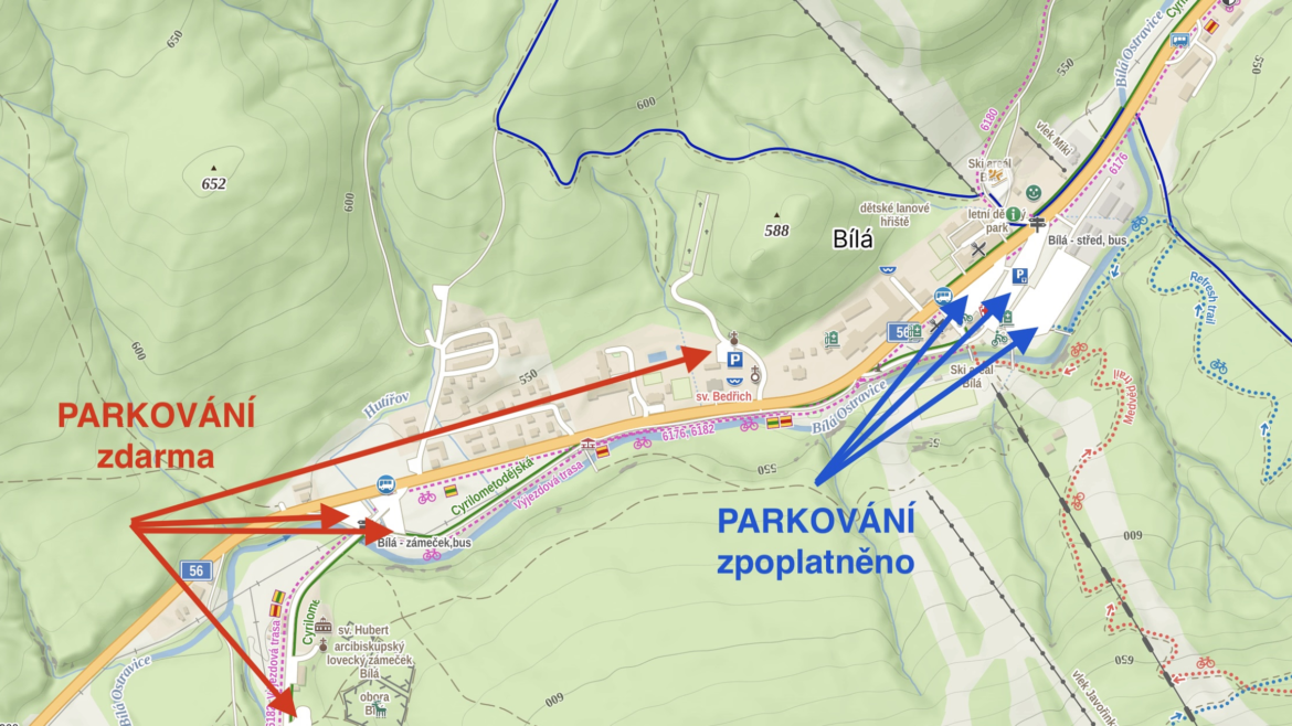 Parkuj s úsměvem – na Bílé často zdarma! 🚗❄️
